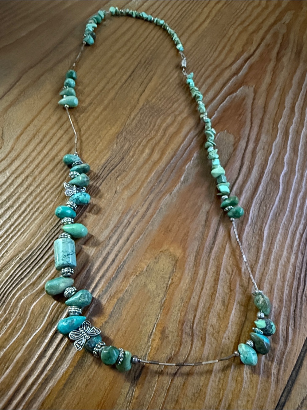 Turquoise Chip & Bead Necklace - Green Turquoise Fashion Necklace